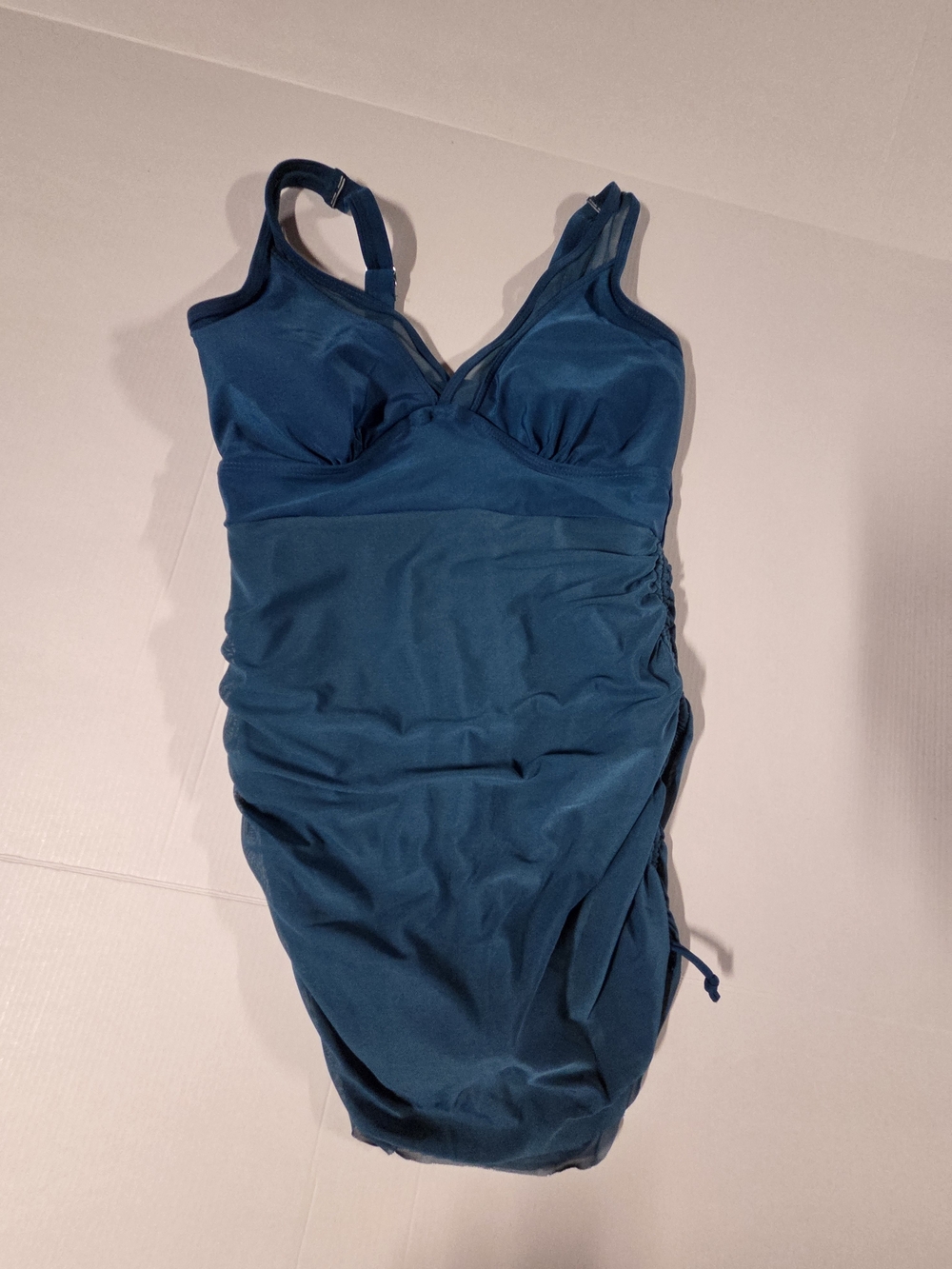 Teal Ruched One-Piece Swimsuit with Shelf Bra